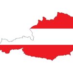 Landkarte von Österreich, gefüllt in Rot-Weiss-Rot
