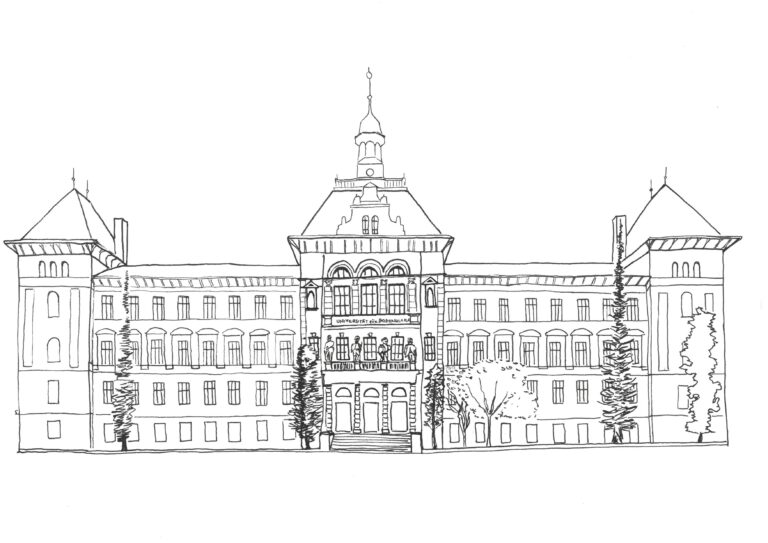 Illustration eines Boku Gebäudes