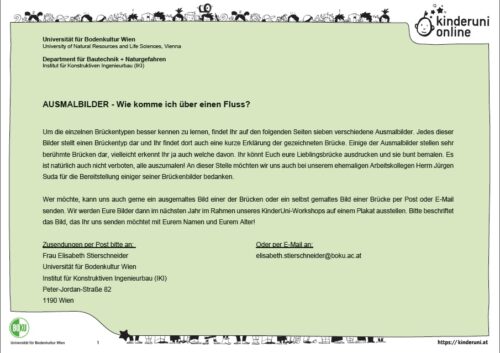 Präsentationsfolie mit Erklärung der nun folgenden Ausmalbilder von Brücken.