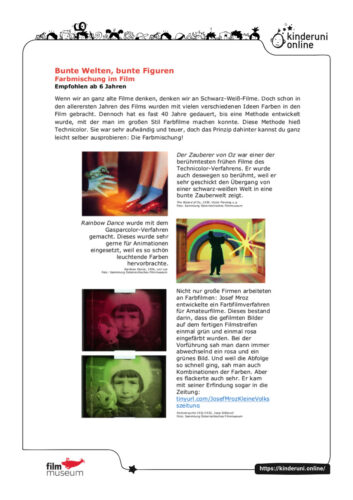 Plakat "Bunte Welten, bunte Figuren - Farbmischungen im Film", Teil 1