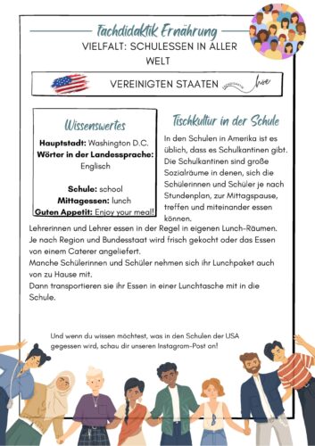 Präsentation Schulessen in aller Welt - USA: Tischkultur in er Schule
