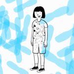 Kind, dessen Körper voller Mikroben steckt, umgeben von blauen Bakterien